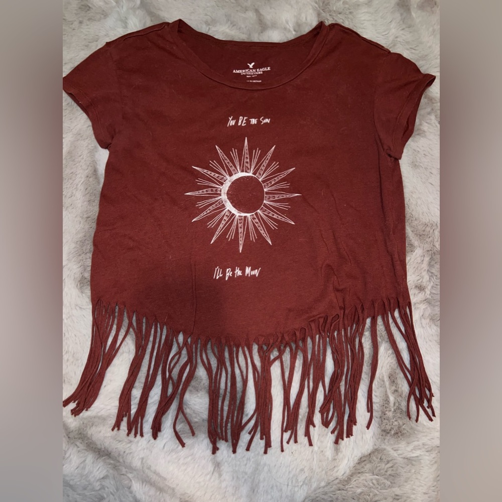 Maroon frill bottom shirt